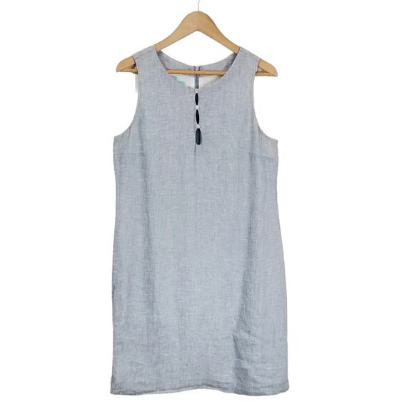 Island Company Castaway Shift Dress 100% Linen Blue Size Large - Picture 2 of 8